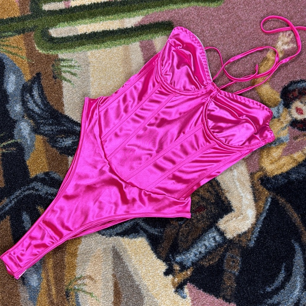 PINK SATIN BODYSUIT - Picture 4 of 14